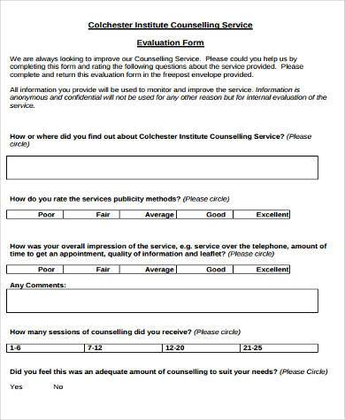 evaluation form template