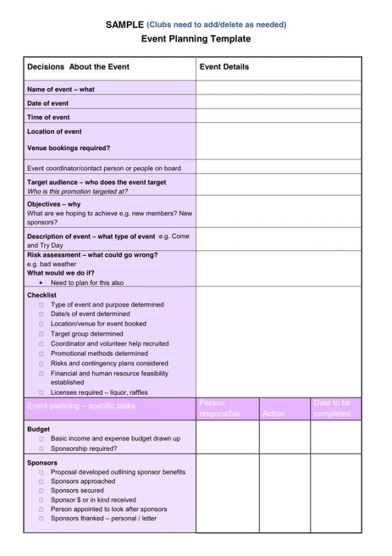 event planning template