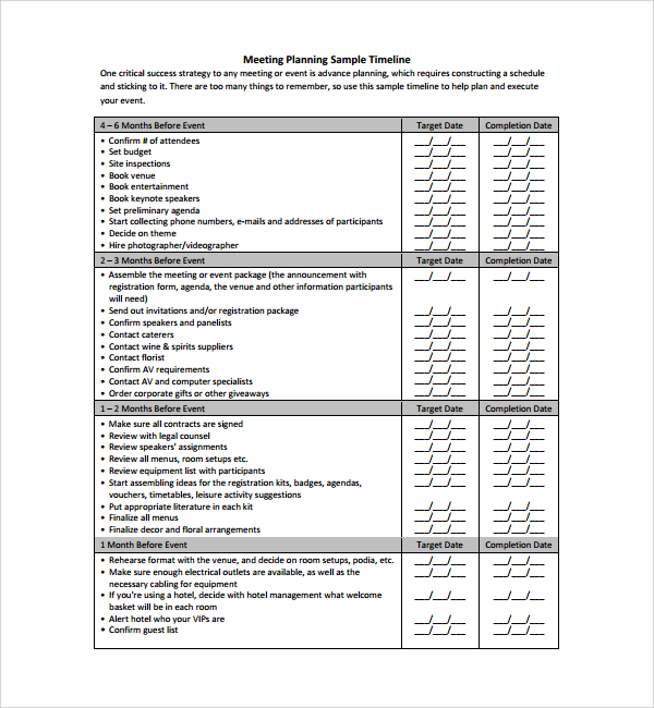 event planning worksheet