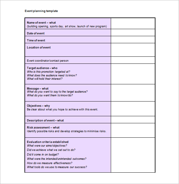 event schedule template