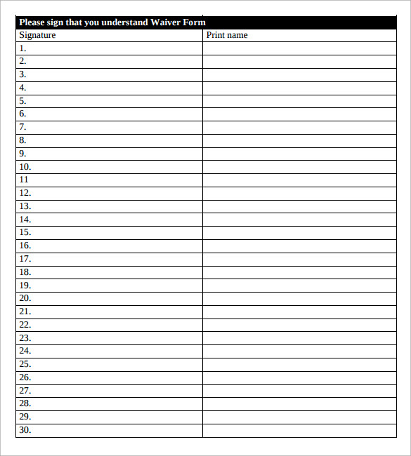 event sign in sheet