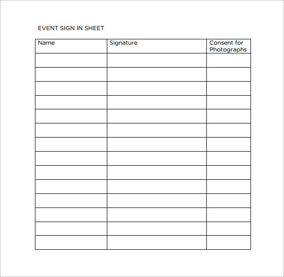 event sign in sheet