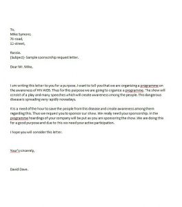 event sponsorship letter sponsorship letter template