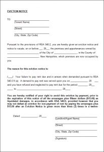 eviction notice form eviction notice template