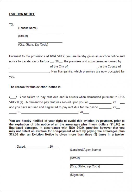 eviction notice form template business