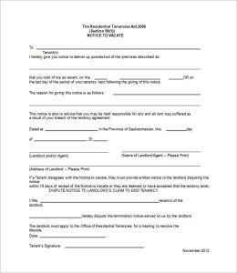 eviction notice template tenant eviction notice template