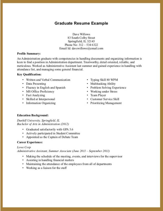 example college resume