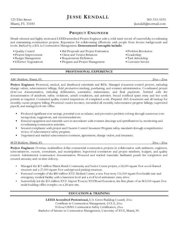 example engineering resume