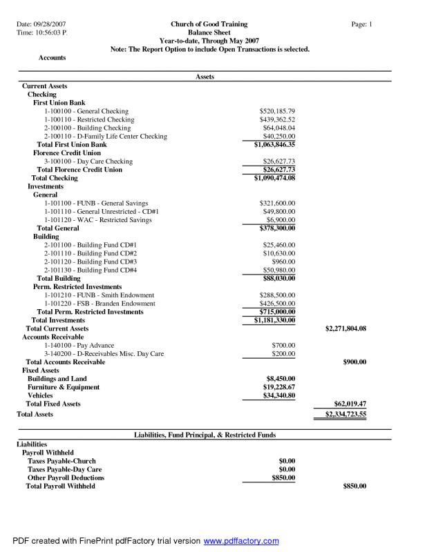 example of a balance sheet