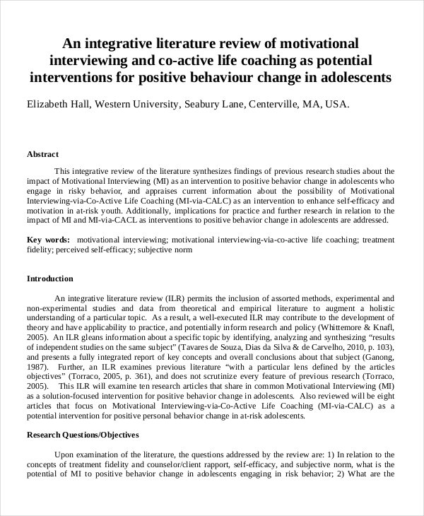 type of literature review and example