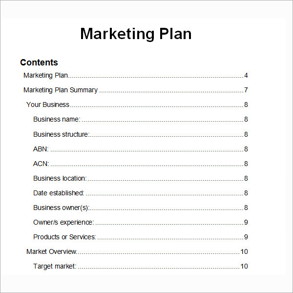 example of a marketing plan