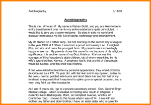 autobiography start examples