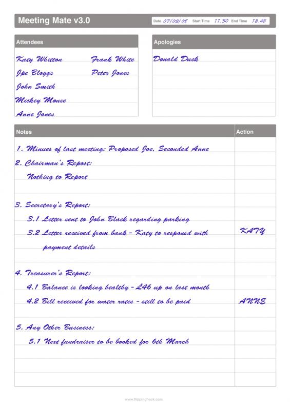 example of meeting minutes