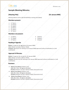 example of meeting minutes sample format of meeting minutes template in light design