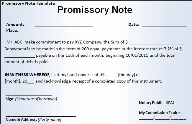 example of promissory note