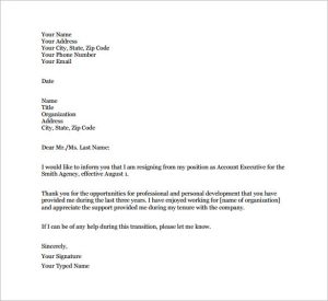 example resignation letter email resignation letter example pdf free download