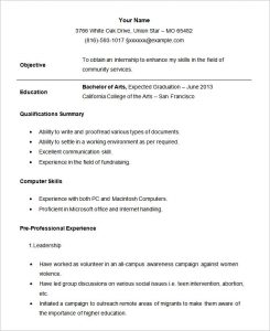 example student resume sample student internship resume