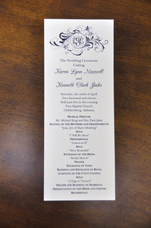 example wedding programs