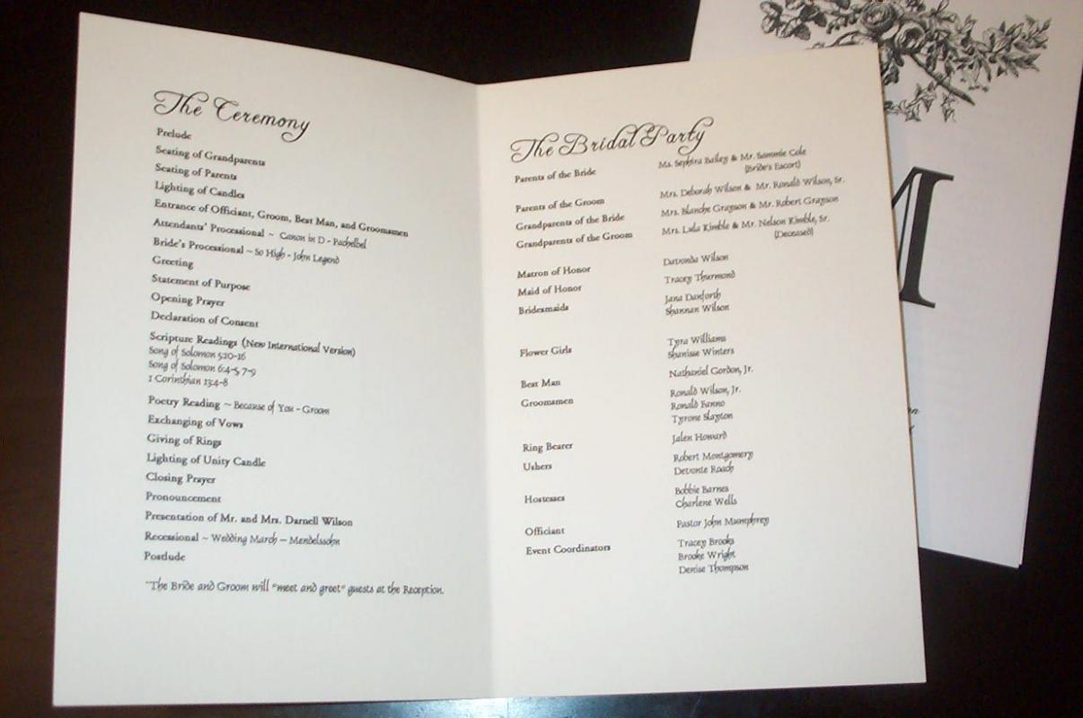 Wedding Program Paper