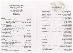 example wedding programs the wedding printer