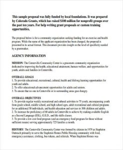 examples of grant proposals non profit grant proposal