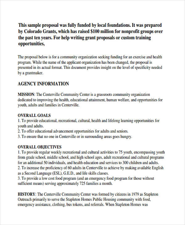 Examples Of Grant Proposals Template Business