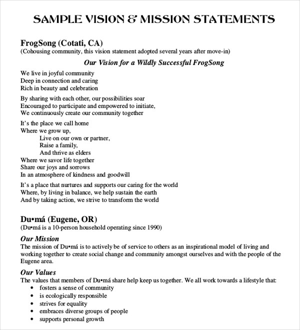 examples of mission statements