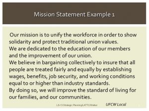 examples of mission statements union leadership strategic planning