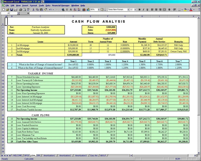 excel cash flow template