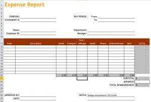 excel expense report expense report template