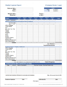 excel expense report weekly expense report