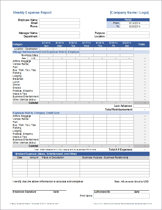 excel expense report