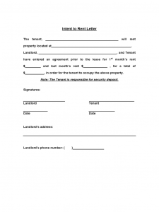 excel form templates intent to rent template d