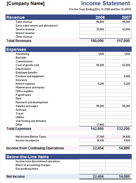 excel income statement