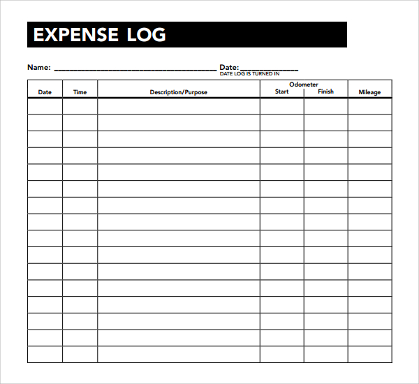 excel mileage log expense log template1
