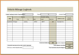 excel mileage log mileage log book vehicle mileage logbook