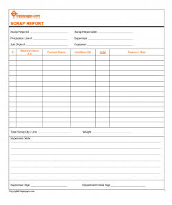 excel report template scrap report