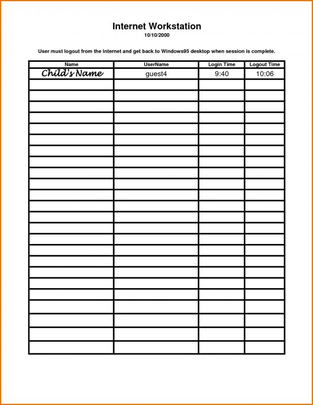 excel sign in sheet