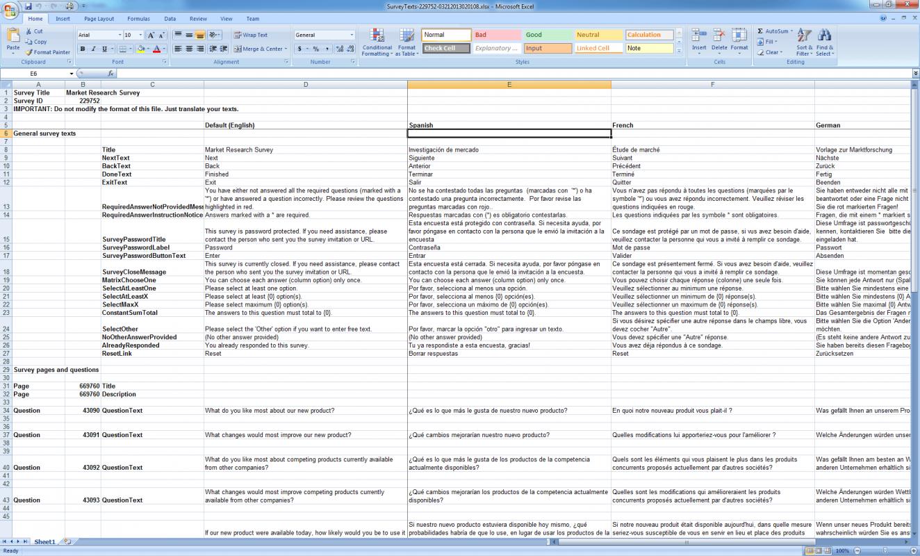 excel survey template