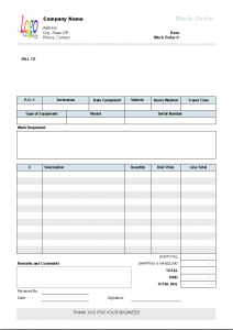 excel work order template work order template printed