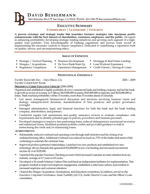 executive resume samples