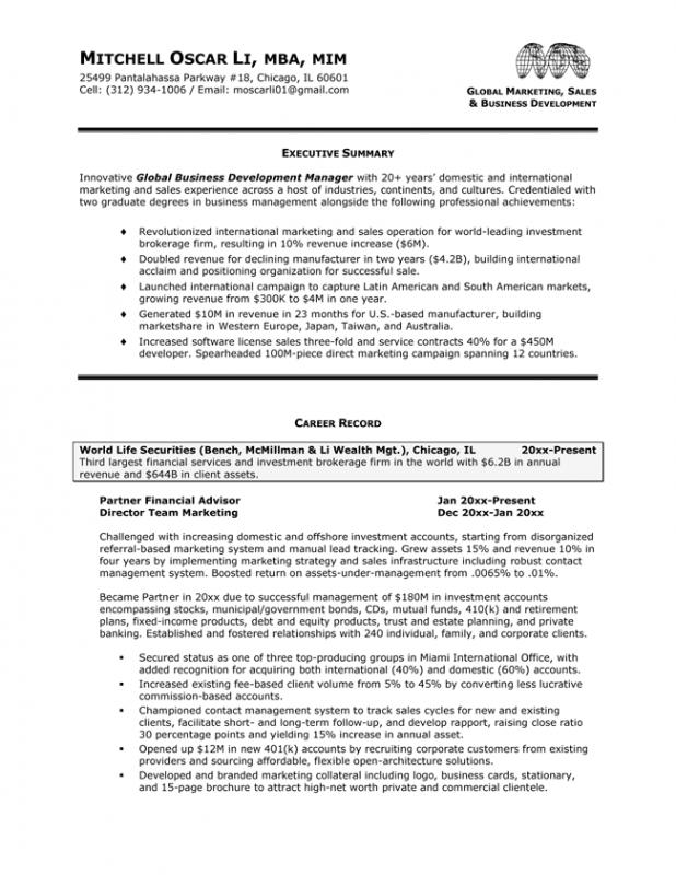 Executive Resume Samples  Template Business