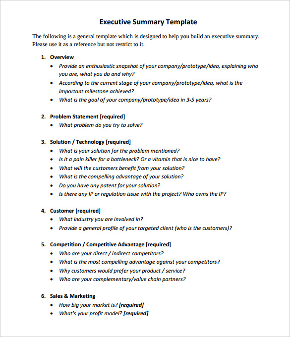 executive summary of business plan sample pdf