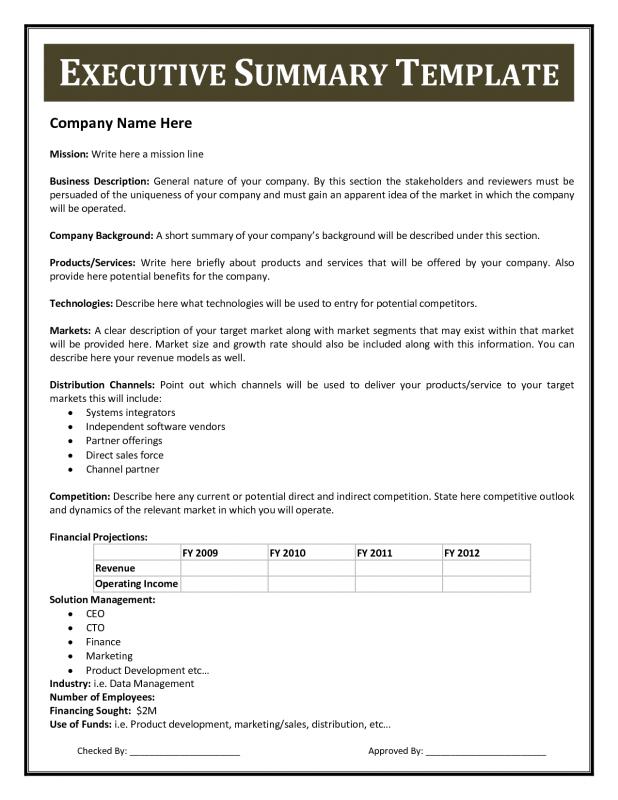 executive summary template