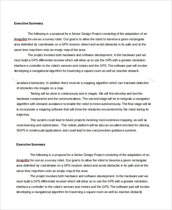 executive summary template for proposal