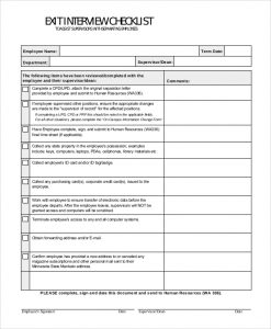 exit interview form exit interview checklist form