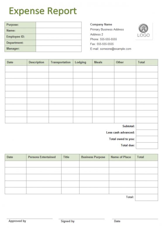 expense report templates