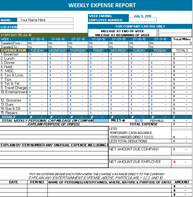 expense sheets templates