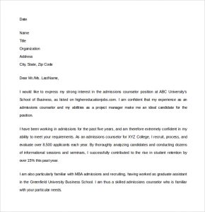 expository essay format admissions counselor cover letter example