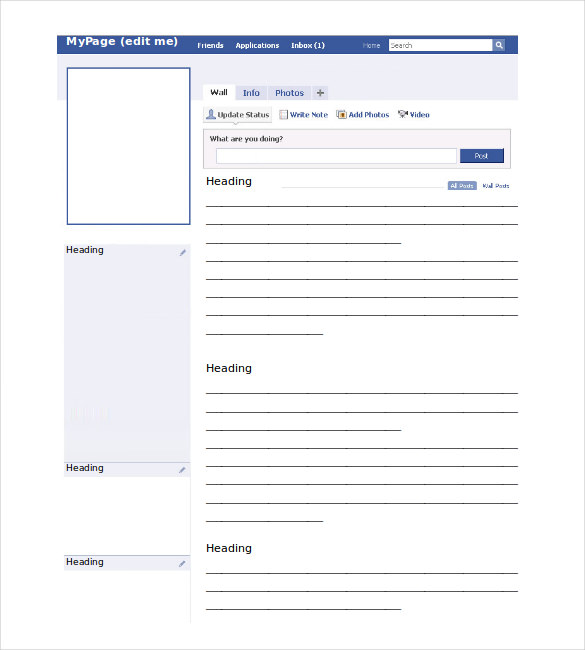 Printable Facebook Page Template